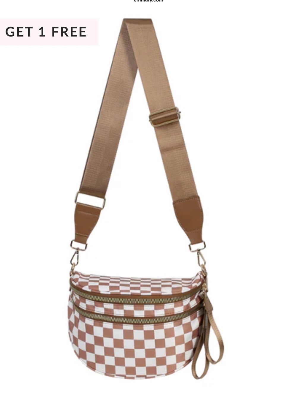 Checkerboard Crossbody Bag in Brown and White